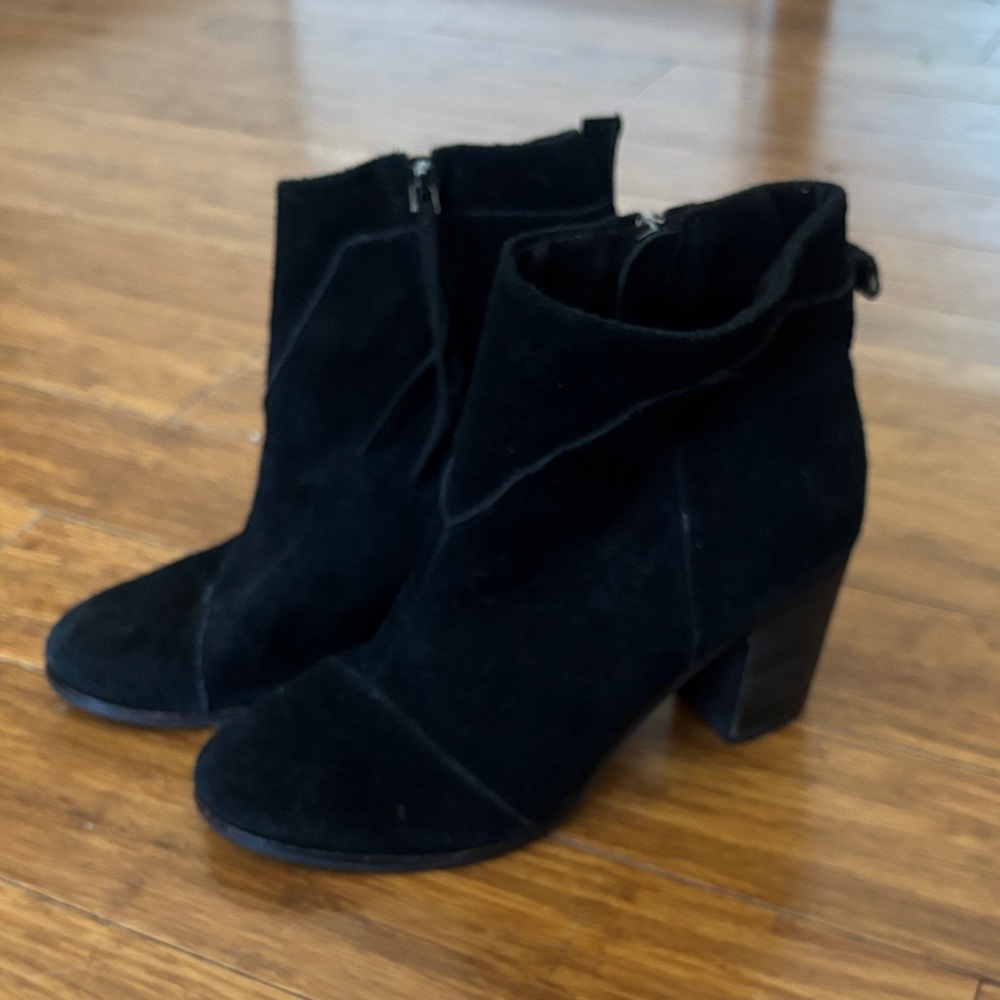 Toms Black Suede Ankle Booties
